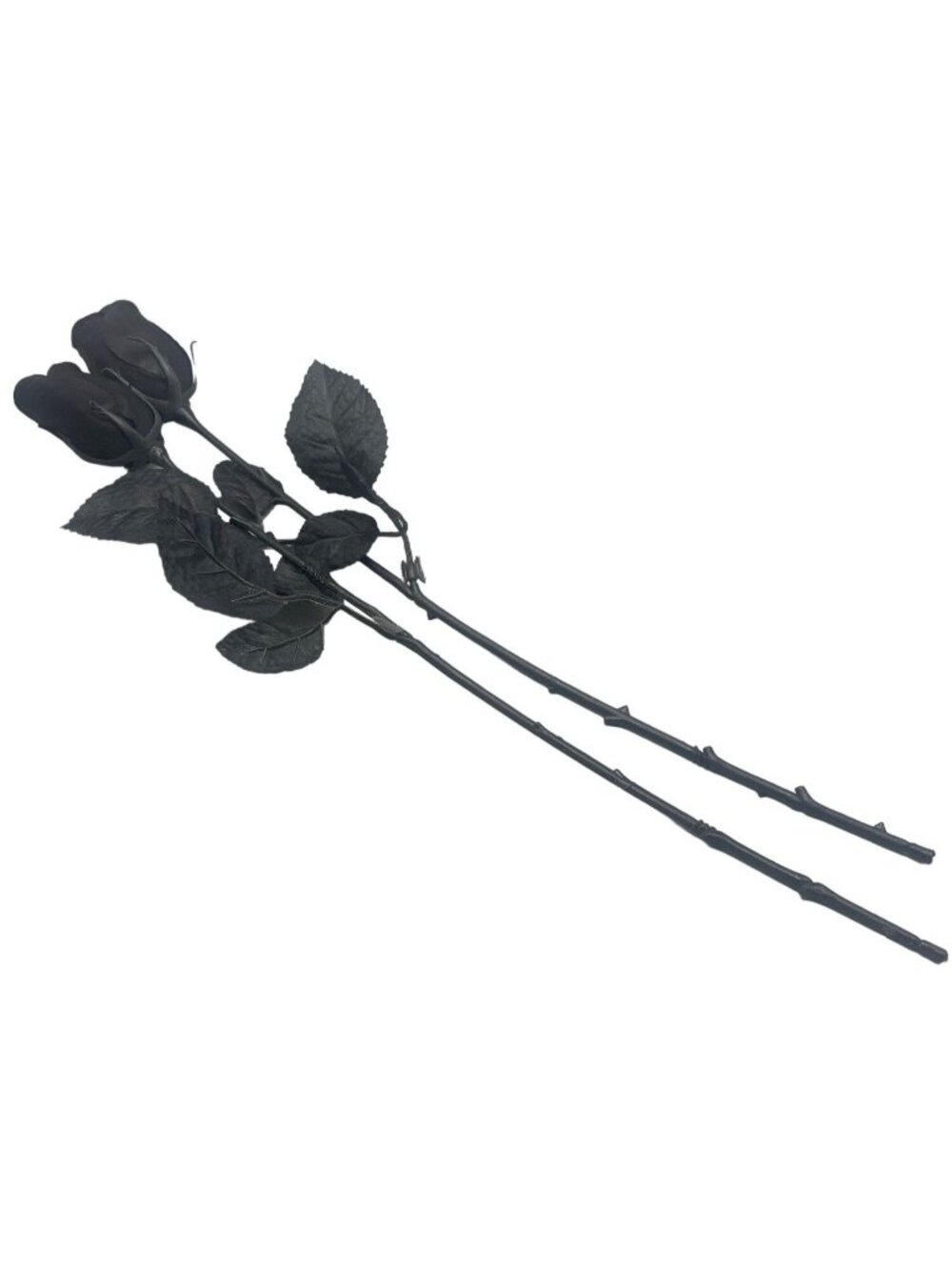 Halloween decoration black stim foe roses set of 2 18" long READ